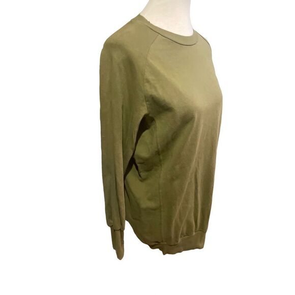Zara Womens Sweatshirt Ribbed Sleeve Olive/Army Green Small - Picture 2 of 10